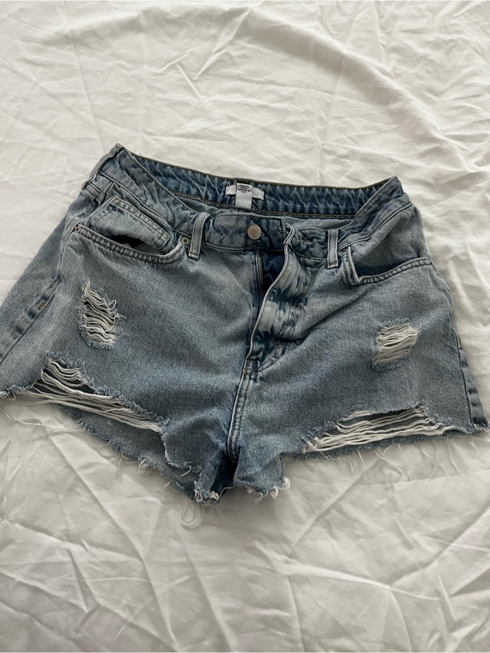 Forever 21 Distressed Light Blue Denim Cutoff Shorts